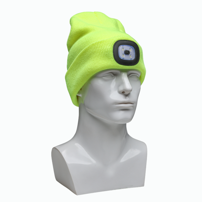 PIP® Winter Beanie Cap with LED Light , Hi-Vis Yellow, 100% Acrylic