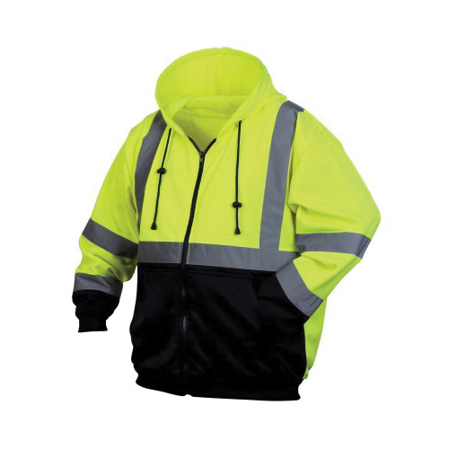 Pyramex RSZH3210 Type R Class 3 Hi-Vis Lime Zipper Hooded Sweatshirt with Black Bottom
