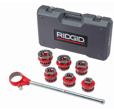 RIDGID® 36475 12-R Exposed Ratchet Threader Set With Carrying Case, 1/2 to 2 in, NPT