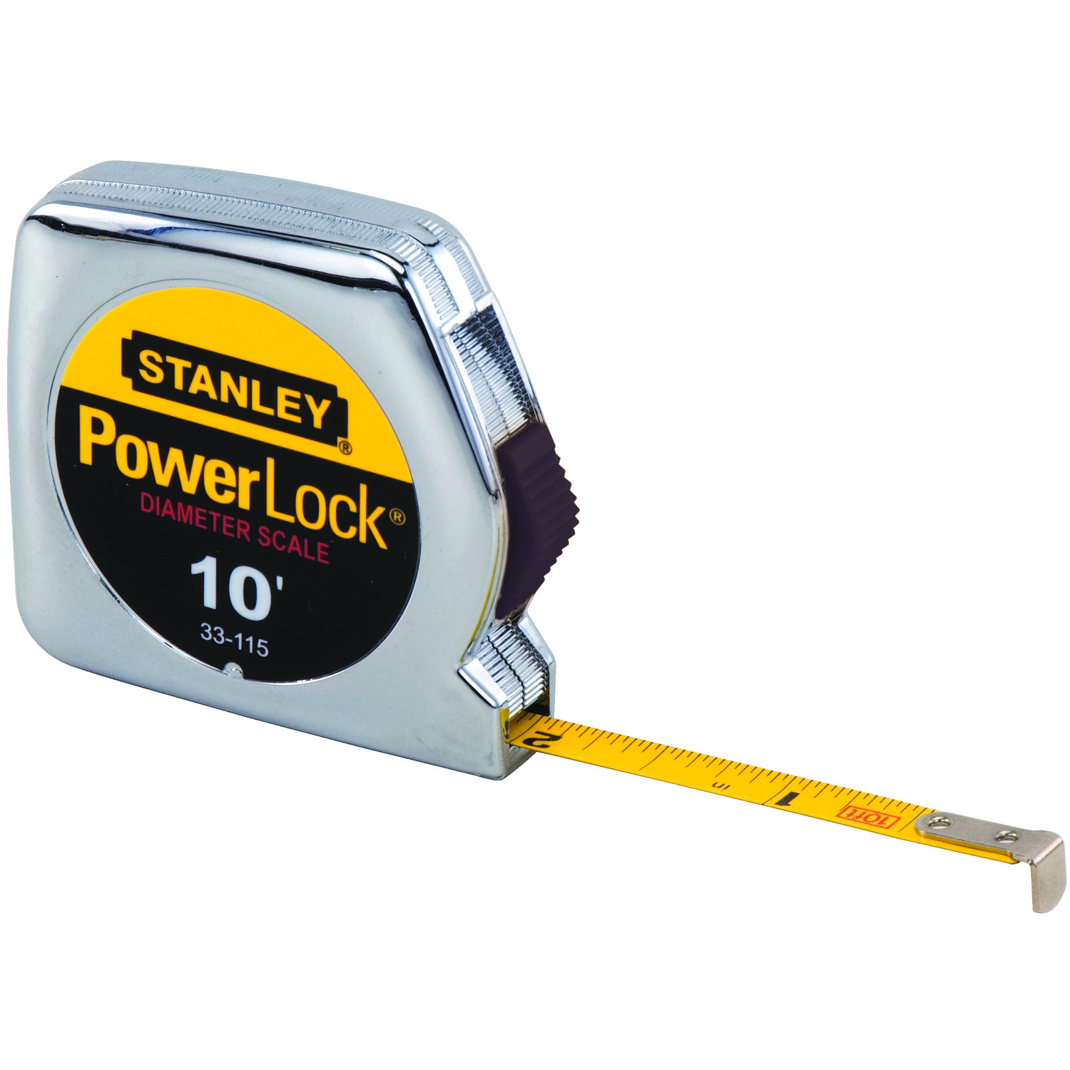Stanley® PowerLock® 33-115 Pocket Tape Rule, 10 ft L x 1/4 in W Blade, Steel, Imperial, 1/64ths