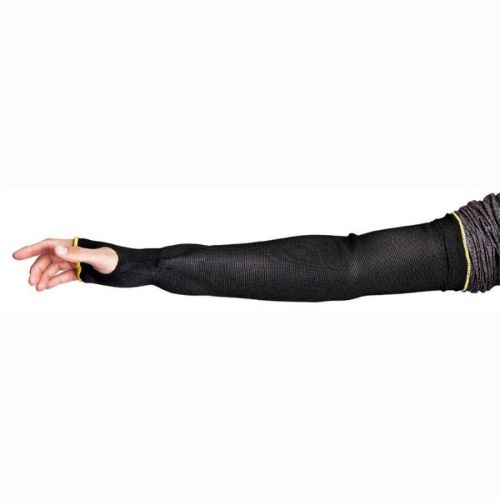 Superior Glove™ KP1T18TH-M Cutban™ Tapered Knit Cut Resistant Sleeves, M, 18 in L, Filament Yarn/Polymer Dot, Black