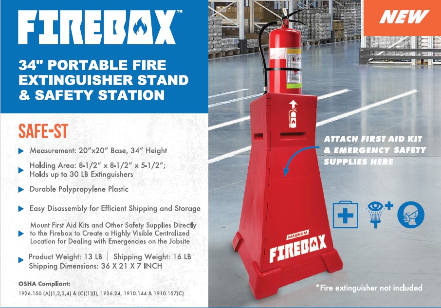 Magnum Tool Group SAFE-ST FIREBOX Emergency Fire Extinguisher Safety Station Stand
