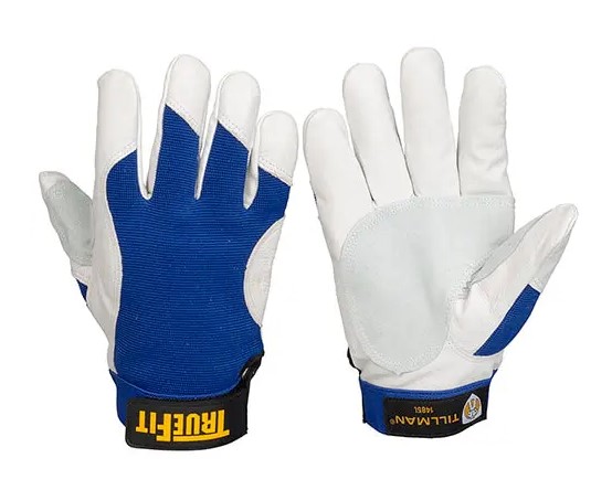 Tillman™ TrueFit™ 1485 Premium Grade General Purpose Gloves, Work, Grain Pigskin Leather Palm, Grain Pigskin Leather, Blue/Gray, Elastic Cuff, Uncoated Coating, Resists: Moisture, 3M™ Thinsulate™ Lining, Reinforced Thumb