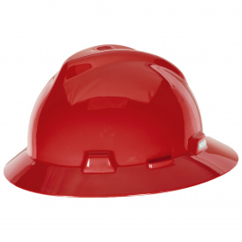 MSA 475371 AMES LOGO V-Gard Slotted Full-Brim Hat, Red, w/Fas-Trac III Suspension  454-475371-LOGO BL87976-FRONT, BL88081-BACK, BL7400-RT SIDE REF QUOTE 21526745-00