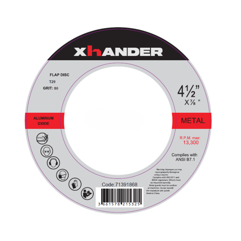 XhANDER 4-1/2 x 7/8 80G Flap Disc T29
