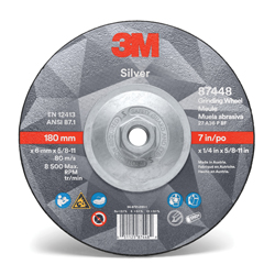 3M™ 7010412150 Type 27 Grinding Wheel, 7 in Dia Wheel x 1/4 in THK Wheel, 36 Grit, Ceramic Grain Abrasive
