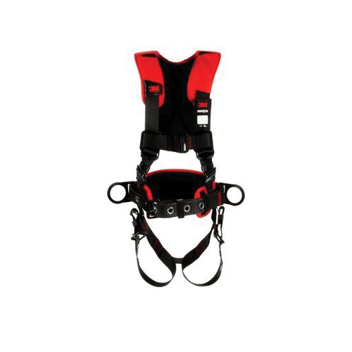 3M Protecta Fall Protection 1161207 Positioning Harness, XL, 420 lb Load, Polyester Strap, Tongue Leg Strap Buckle, Pass-Thru Chest Strap Buckle, Steel Hardware, Black