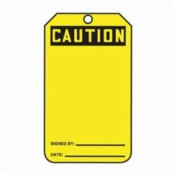 Accuform® MGT200CTP Safety Tag, 5-3/4 in H x 3-1/4 in W, Black/Yellow, 3/8 in Hole, Cardstock