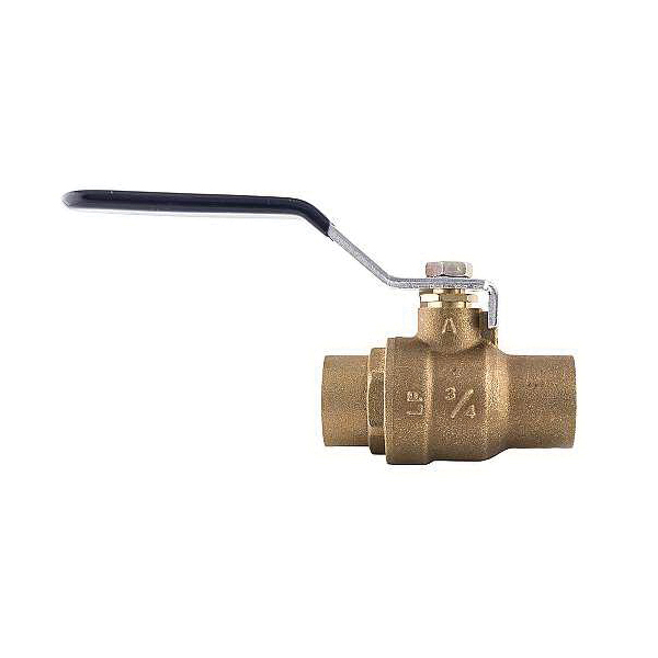 American Valve® G100S 1/2" 2-Piece Ball Valve, 1/2 in Nominal, Solder End Style, Forged DZR Brass Body, Full Port, PTFE Softgoods, Import
