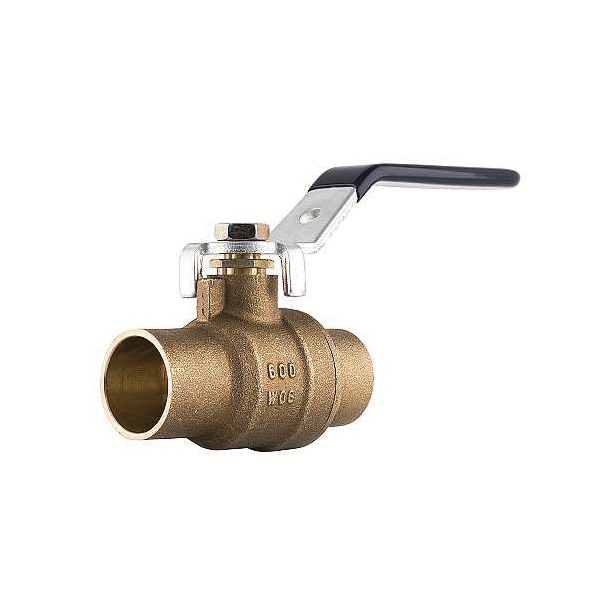 American Valve® G100S 1/2" 2-Piece Ball Valve, 1/2 in Nominal, Solder End Style, Forged DZR Brass Body, Full Port, PTFE Softgoods, Import