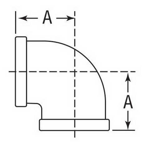 Anvil® 0311001606 FIG 1101 Standard 90 deg Pipe Elbow, 1-1/2 in Nominal, FNPT End Style, 150 lb, Malleable Iron, Galvanized, Domestic
