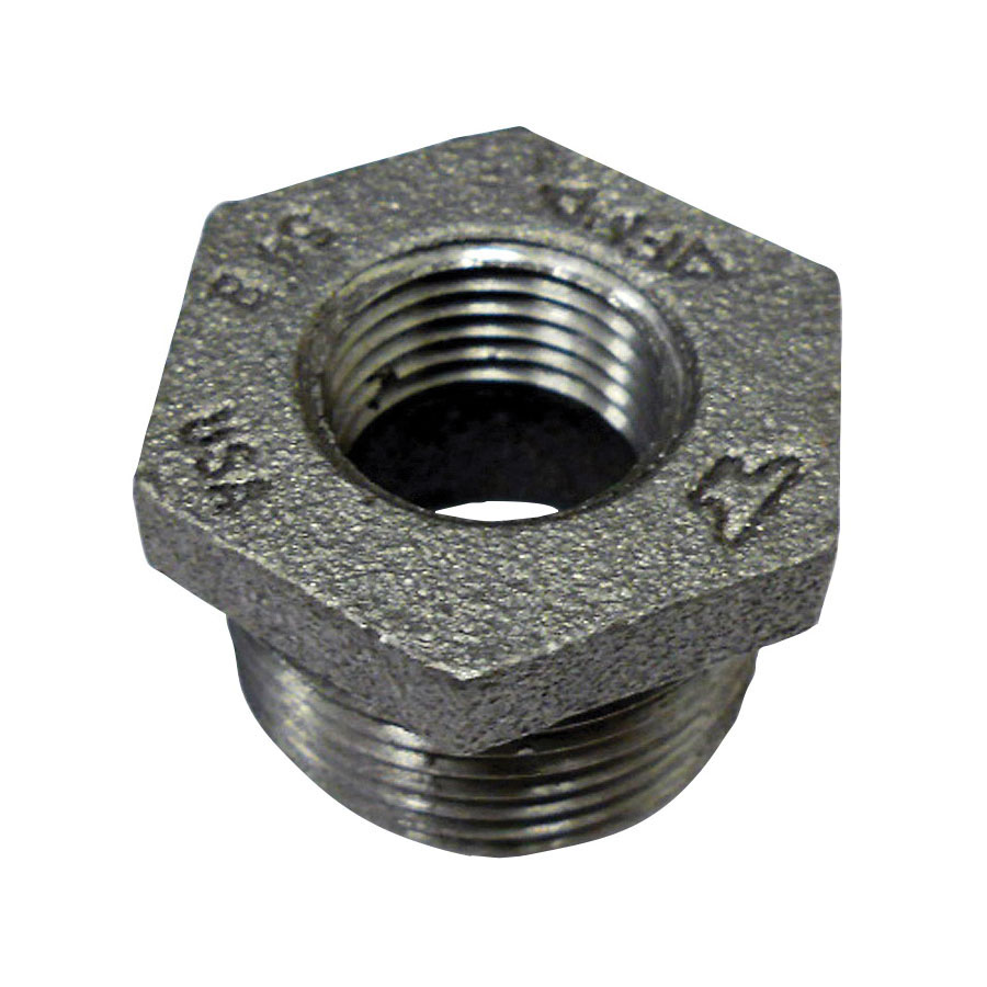 Smith-Cooper® 33HB1024014C Hex Head Pipe Bushing, 2-1/2 x 1-1/2 in Nominal, MNPT x FNPT End Style, 150 lb, Malleable Iron, Black