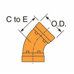 Gruvlok® 0390014827 FIG 7051 Standard 45 deg Pipe Elbow, 3 in Nominal, Grooved End Style, Ductile Iron, Rust Inhibiting Painted, Domestic