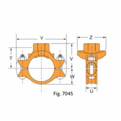 Gruvlok® 0390171288 FIG 7045 Clamp-T Branch Outlet, 4 x 2 in Nominal, FNPT Connection, Ductile Iron Clamp, Rust Inhibiting Painted, Domestic