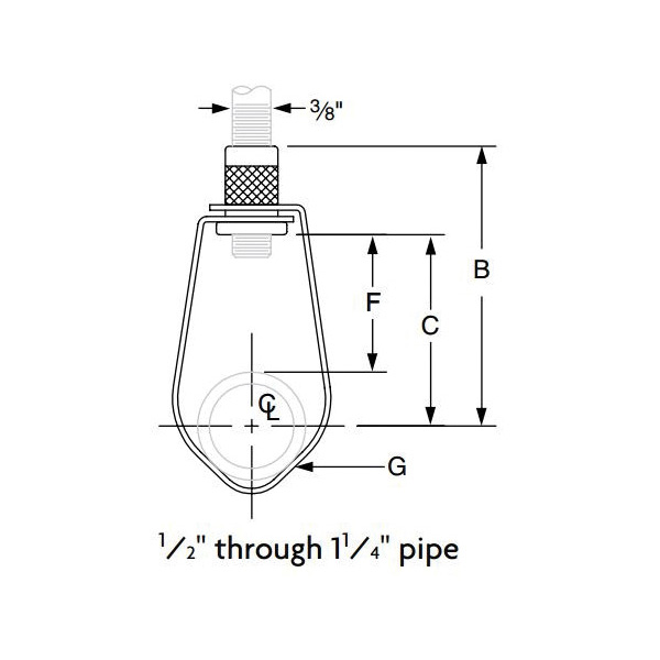 Anvil® 0500406889 FIG CT-69 Adjustable Swivel Ring, 1/2 to 1-1/4 in Pipe, 300 lb Load, 3/8 in Rod, Carbon Steel, Copper Plated, Domestic