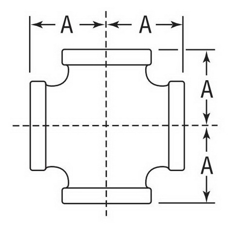 Anvil® 0311070007 FIG 1107 Standard Pipe Cross, 3/4 in Nominal, FNPT End Style, 150 lb, Malleable Iron, Galvanized, Domestic