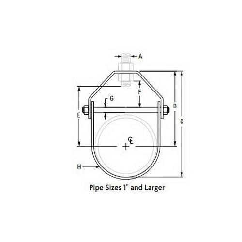 Anvil® 0500359609 FIG 260 Adjustable Clevis, 3 in Pipe, 1/2 in Rod, 1350 lb Load, Carbon Steel, Hot Dipped Galvanized