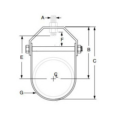 Anvil® 0560299943 FIG 65 Adjustable Clevis Hanger, 4 in Pipe, 3/8 in Rod, 400 lb Load, Carbon Steel, Galvanized