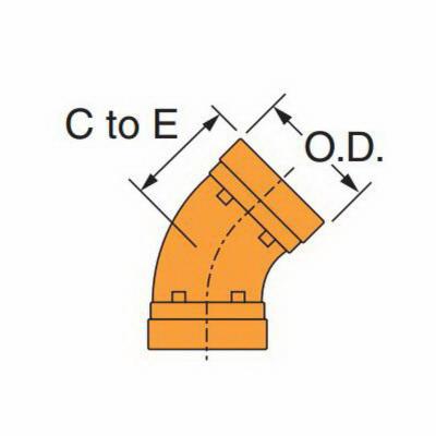Gruvlok® 0390014785 FIG 7051 Standard 45 deg Pipe Elbow, 2 in Nominal, Grooved End Style, Ductile Iron, Rust Inhibiting Painted, Domestic