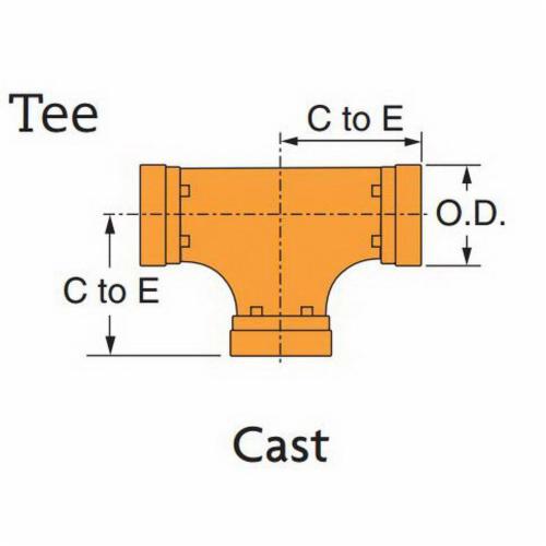 Gruvlok® 0390016848 FIG 7060 Standard Pipe Tee, 3 in Nominal, Grooved End Style, Ductile Iron, Rust Inhibiting Painted, Domestic