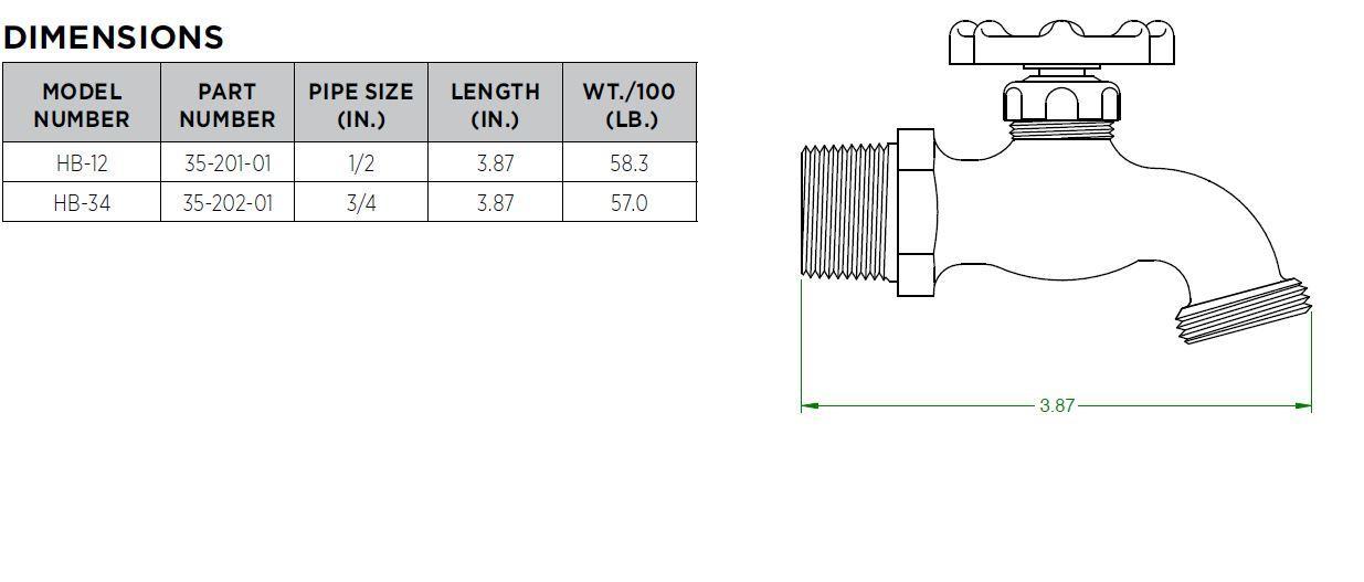 Apollo™ 3520201 35-200 Bibb Faucet, 3/4 in Nominal, Compression End Style, Solid Bronze Body, Handwheel Actuator, Domestic