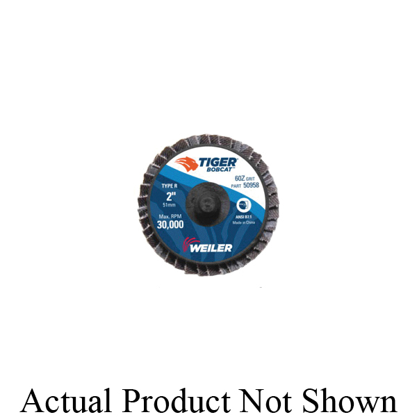 BobCat™ 50958 Type R Close Mini Standard Density Coated Abrasive Flap Disc, 3 in Dia Disc, 60 Grit, Medium Grade, Zirconia Alumina Abrasive, Type 29 Conical Disc