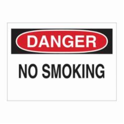 Brady® 25077 Light Duty Rectangular No Smoking Sign, DANGER, 10 in H x 14 in W, Black/Red on White, B-401 Polystyrene, Corner Hole Mount