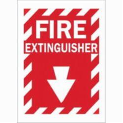 Brady® 86091 Rectangular Fire and Emergency Sign, 14 in H x 10 in W, White on Red, B-302 Polyester, Self-Adhesive Mount