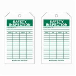 Brady® 86556 Rectangular Self-Laminating Safety Inspection Tag, 5-3/4 in H x 3 in W, Green on White, 3/8 in Hole, B-851 Polyester