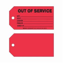 Brady® 86757 1-Sided Rectangular Write-On Equipment Status Tag, 3 in H x 5-3/4 in W, Black on Red, 3/8 in Hole, B-853 Cardstock