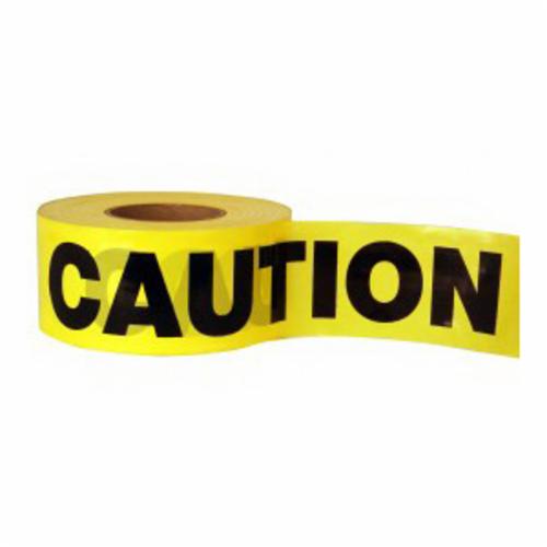 Standard Grade Barricade Safety Tape, Yellow, 1000 ft L x 3 in W, Caution Legend, PVC