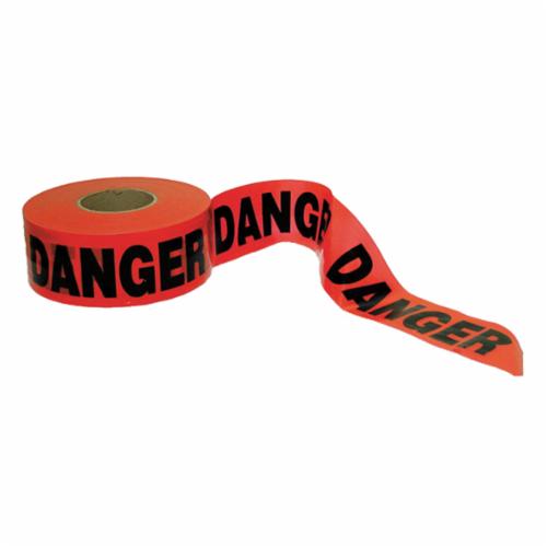 Standard Grade Barricade Safety Tape, Red/Black, 1000 ft L x 3 in W, Danger Danger Legend, Polyethylene