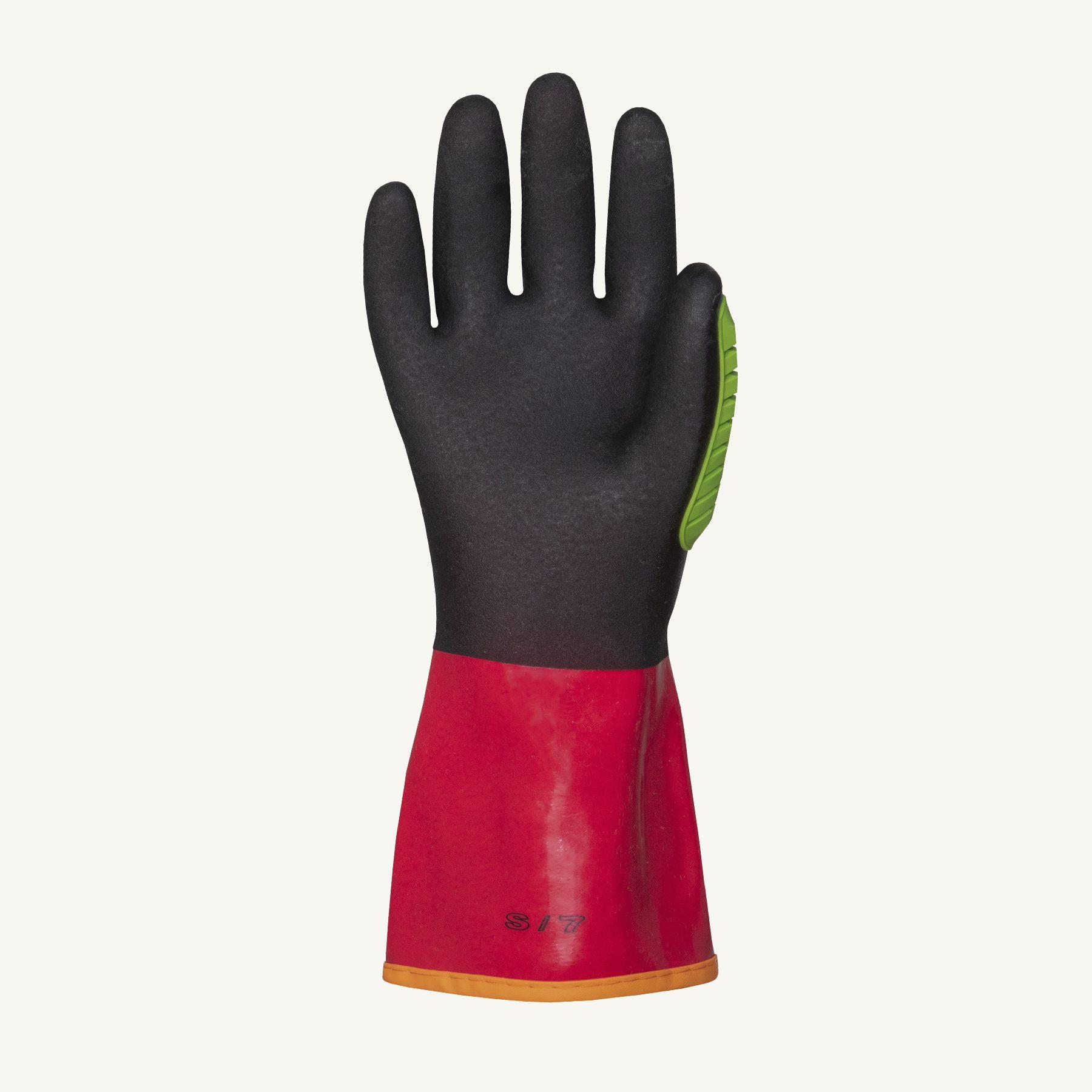 Chemstop™ S15KGVNVB S15KGVNVB Impact Resistant Gloves, SZ 13, PVC, Black, Engineered Yarn Lining, Resists: Abrasion/Cut/Puncture/Heat/Chemical, Gauntlet Cuff, 15 ga THK