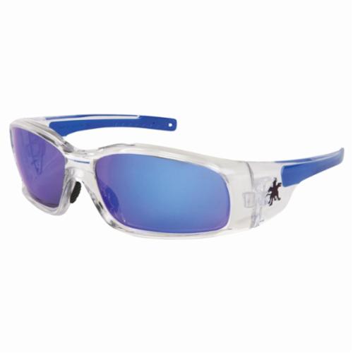 MCR Safety SR148B Swagger® Safety Glasses, Duramass® Hard Coat, Blue Diamond Mirror Lens, Full-Frame Frame, Clear, Polycarbonate Frame, ANSI Z87+