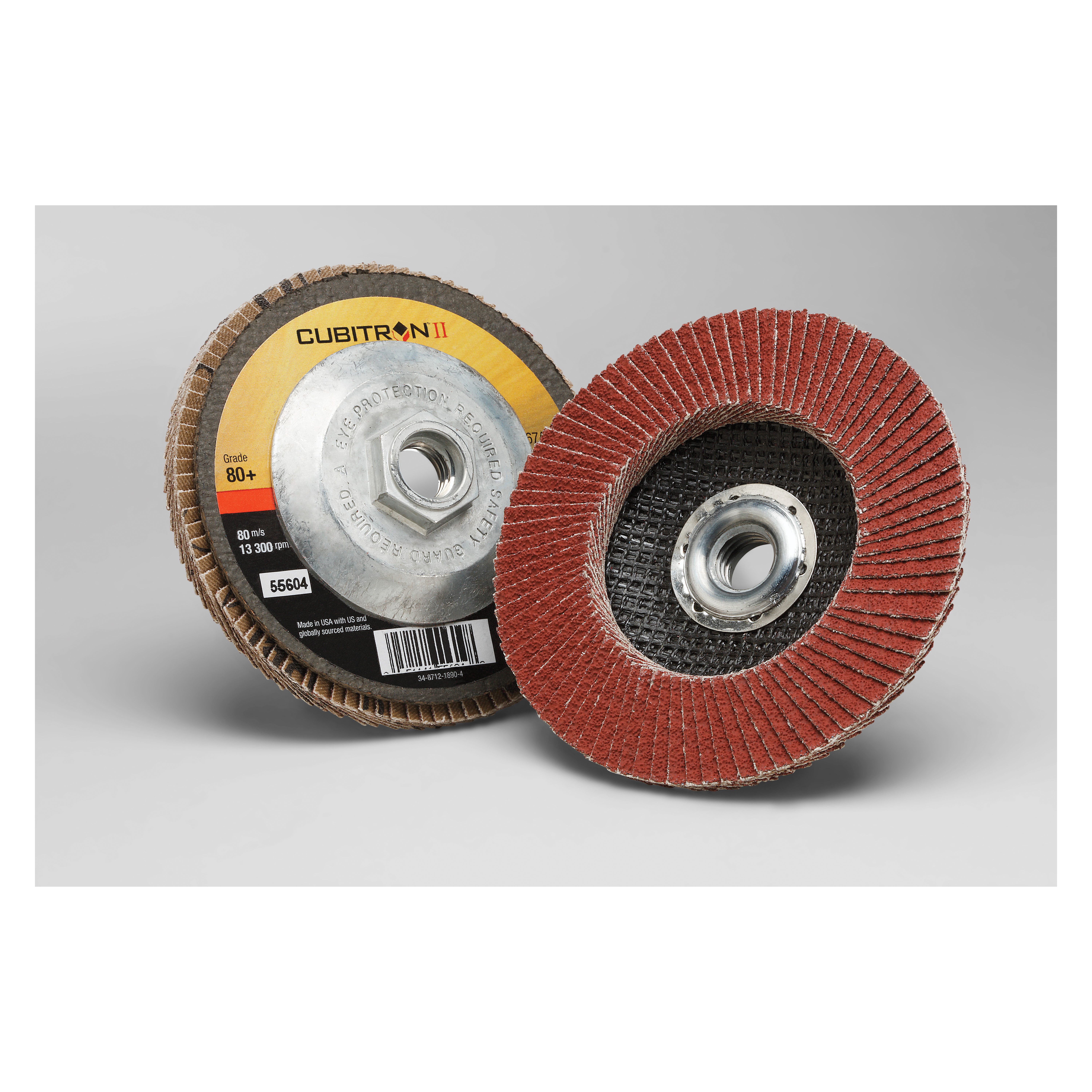 Cubitron™ II 7100032505 Type 27 Flap Disc, 4-1/2 in Dia Disc, 80+ Grit, Medium Grade, Precision Shaped Ceramic Abrasive, Type 27 Disc