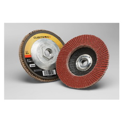 Cubitron™ II 7100032505 Type 27 Flap Disc, 4-1/2 in Dia Disc, 80+ Grit, Medium Grade, Precision Shaped Ceramic Abrasive, Type 27 Disc