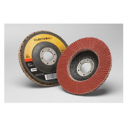 Cubitron™ II 7000148182 Type 27 Flap Disc, 4-1/2 in Dia Disc, 7/8 in Center Hole, 60+ Grit, Medium Grade, Precision Shaped Ceramic Abrasive, Type 27 Disc