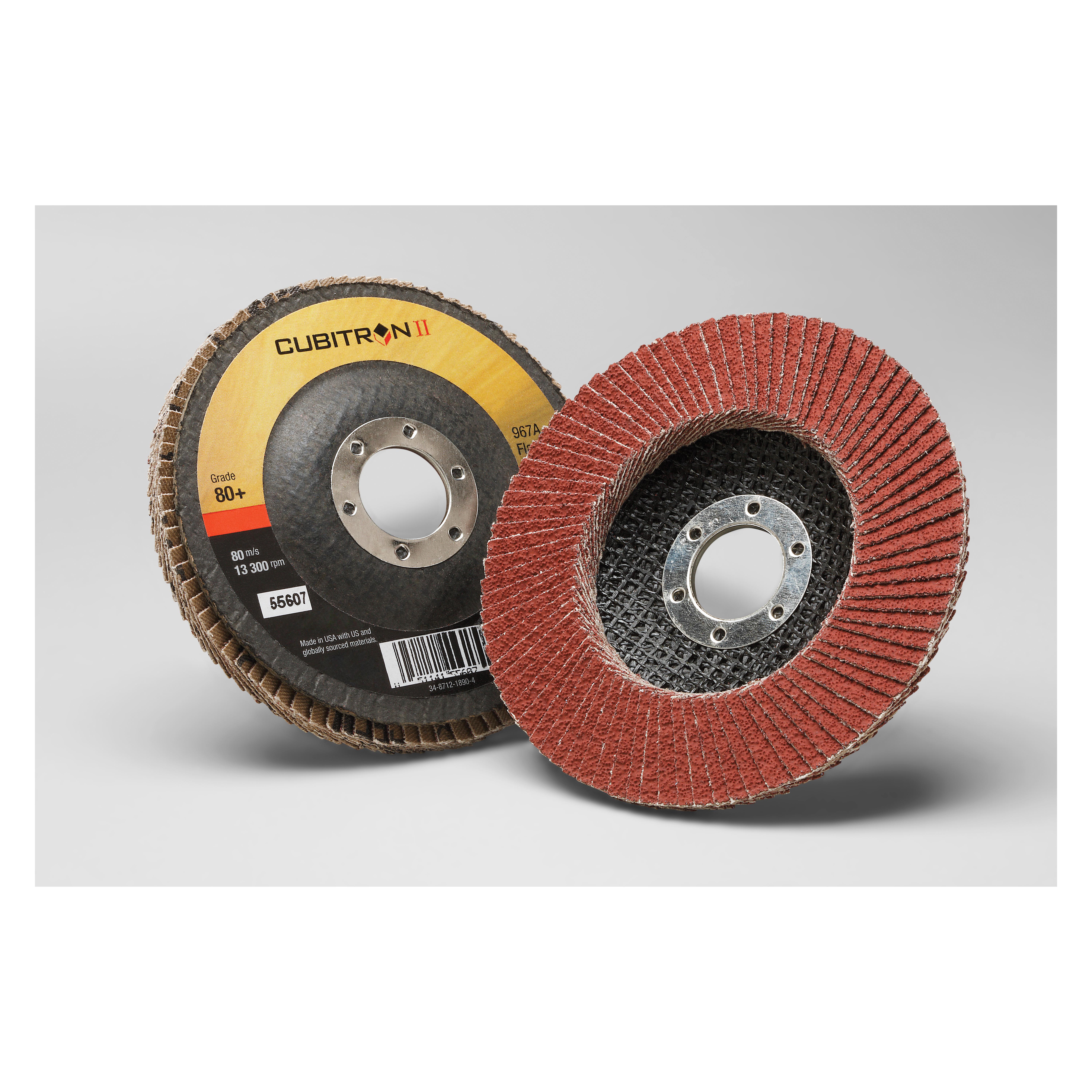 Cubitron™ II 7000148183 Type 27 Flap Disc, 4-1/2 in Dia Disc, 7/8 in Center Hole, 80+ Grit, Medium Grade, Precision Shaped Ceramic Abrasive, Type 27 Disc