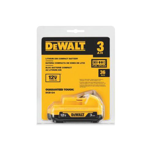 DeWALT® DCB124 Battery, 3 Ah 12V MAX* Lithium-Ion Battery, 12 VDC Charge, For Use With DCB100, DCB101, DCB102, DCB103, DCB104, DCB107, DCB112, DCB113, DCB115, DCB119 12V MAX* Tools and Chargers