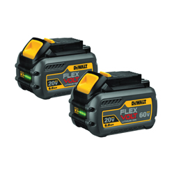 DeWALT® FLEXVOLT™ DCB606-2 Battery Pack, 6 Ah Li-Ion Battery, 20/60 VAC Charge, For Use With DEWALT 20V/60 V Cordless Tools