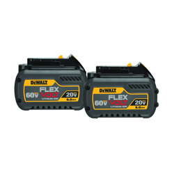 DeWALT® FLEXVOLT™ DCB606-2 Battery Pack, 6 Ah Li-Ion Battery, 20/60 VAC Charge, For Use With DEWALT 20V/60 V Cordless Tools