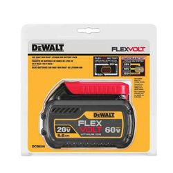 DeWALT® 20V/60V MAX* FLEXVOLT™ DCB606  6 Ah Lithium-Ion Battery, 20/60 VDC Charge, For Use With DeWALT® 20 V/60 V Cordless Tool