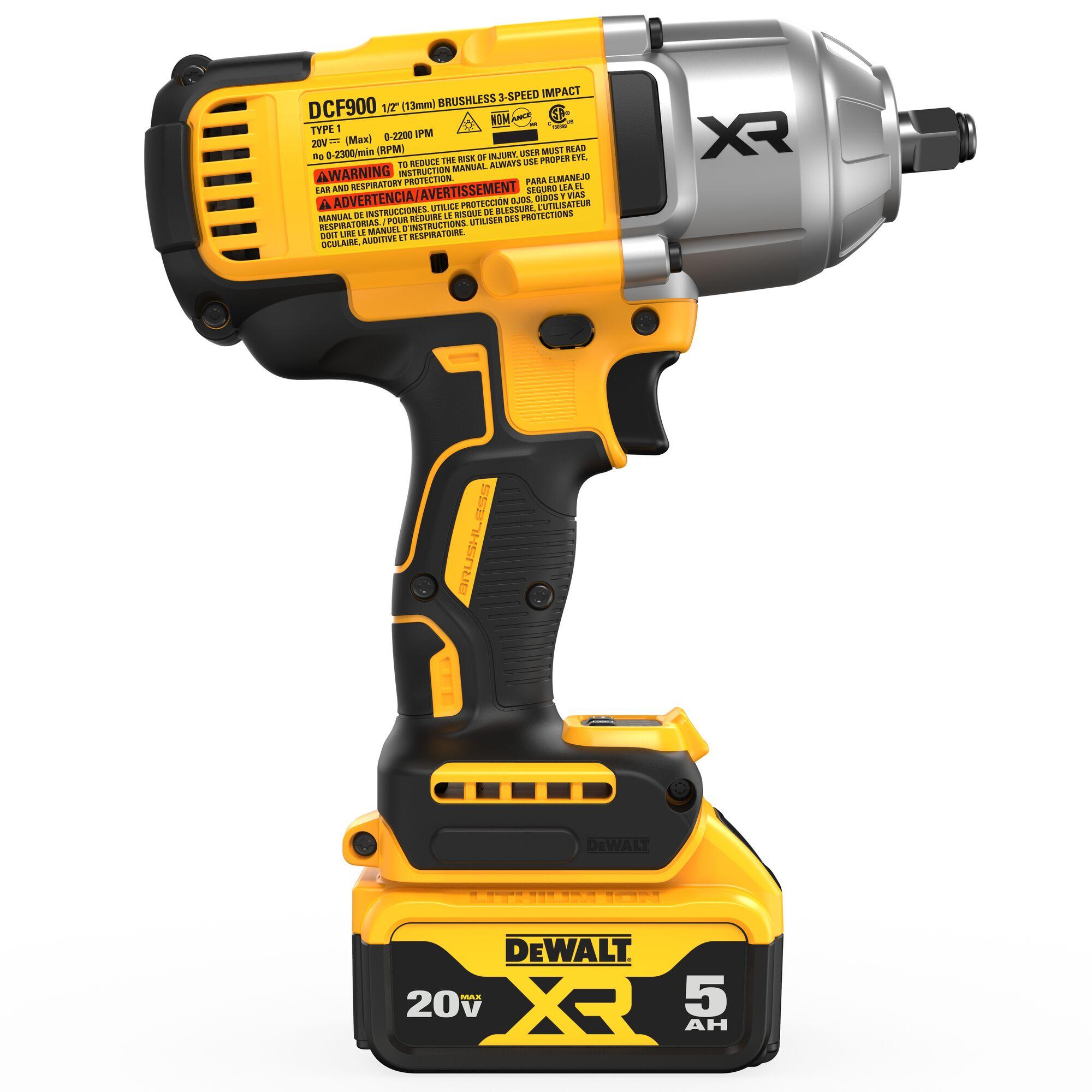 DeWALT® DCF900P2 Cordless Wrench, 1/2 in Drive Impact/Power Drive, 2200 bpm, 1200 in-lb Torque Rating, 20 VDC