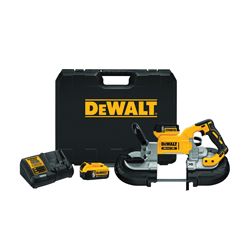 DeWALT® 20V MAX* MATRIX™ DCS374P2 XR™ Brushless Deep Cut Portable Cordless Band Saw Kit, 5 x 4-3/4 in Cutting, 44-7/8 in L Blade, 20 VDC, 5 Ah Li-Ion Battery