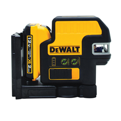 DeWALT® 12V MAX* DW0825LG Automatic Self-Leveling Horizontal/Vertical Projection Cross Line Laser, 165 ft Measuring, +/-1/8 in at 30 ft Accuracy, +/-5 deg Auto Leveling, 5 Beams, 12 V Lithium-Ion Battery