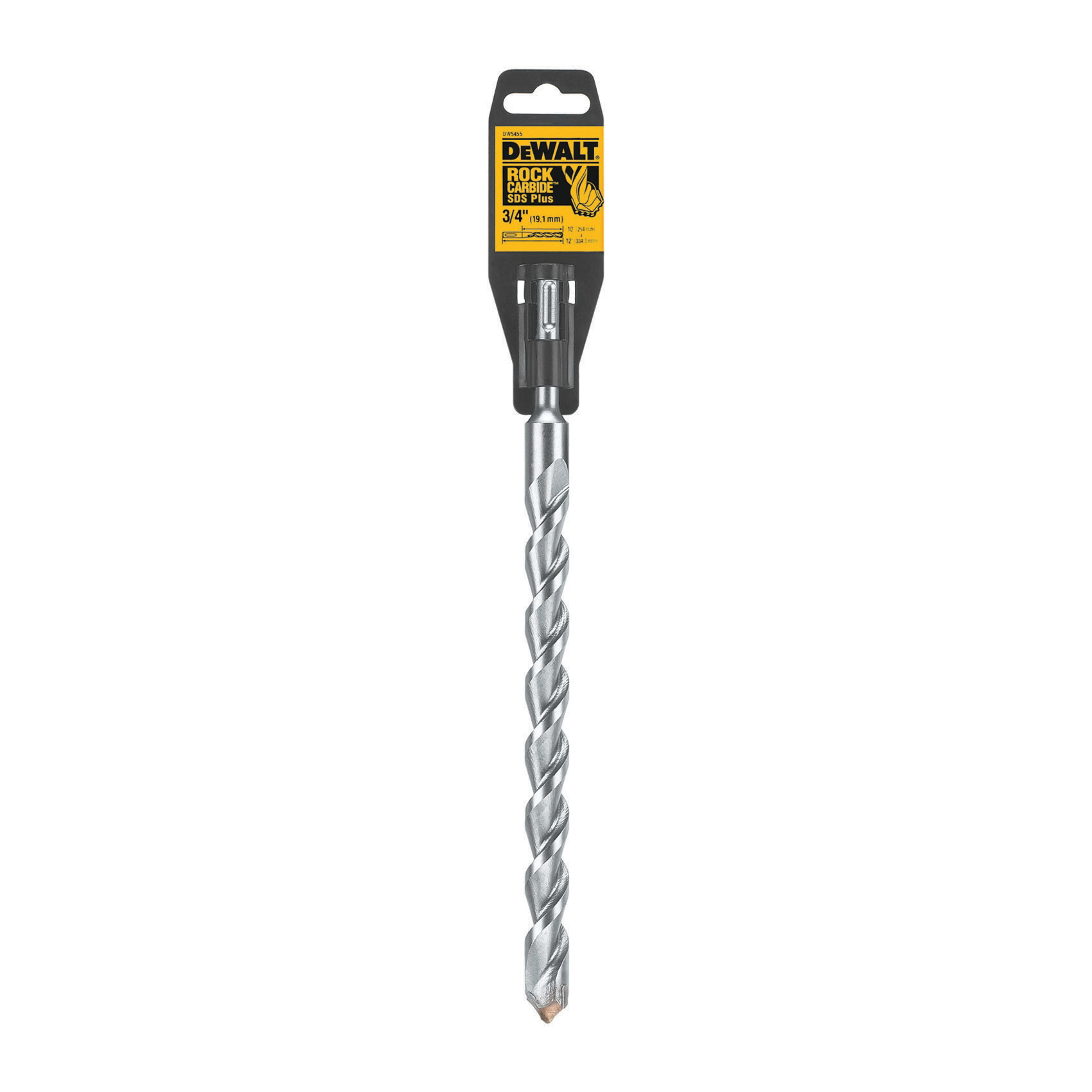 DeWALT® DW5455 Masonry Drill Bit, 3/4 in Drill Bit, 25/64 in SDS-Plus® Shank, 10 in D Cutting, Carbide Cutting Edge, 12 in OAL