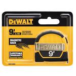 DeWALT® DWHT33028M Magnetic Pocket Measuring Tape With Belt Clip, 9 ft L x 1 in W Blade, Steel, Imperial, 1/32 in First 12 in, 1/16 in Thereafter