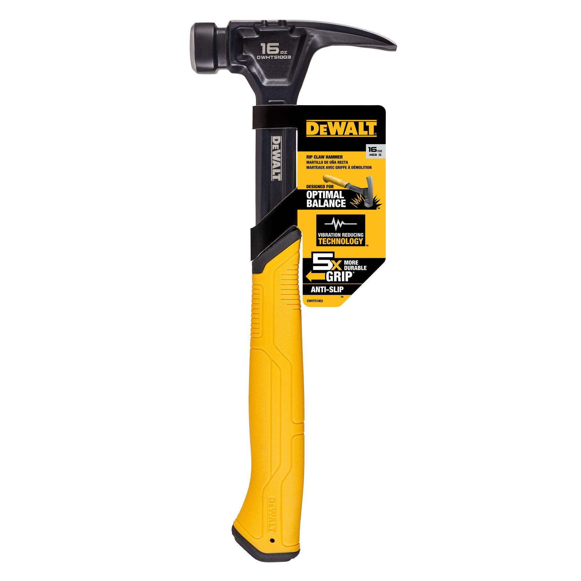 DeWALT® DWHT51003 Hammer, 13 in OAL, Smooth Face Surface, 16 oz Head Steel Head, Straight Claw