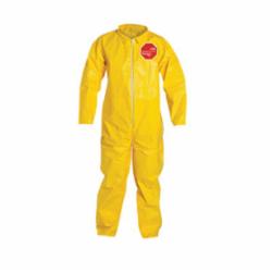 DuPont™ QC120SYL3X001200 Standard Coverall With Open Wrist and Ankle, 3XL, Yellow, 10 mil Tychem® 2000, 47-1/4 to 50-3/4 in Chest, 31-1/2 in L Inseam