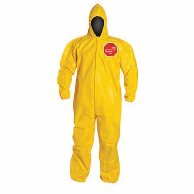 DuPont™ QC127BYLXL001200 Standard Coverall With Attached Hood, XL, Yellow, 10 mil Tychem® 2000, 41-1/4 to 44-3/4 in Chest, 29 in L Inseam